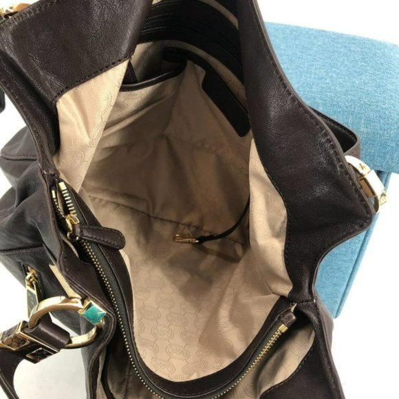 Michael Kors Matilda Brown pebble Leather and Snakeskin Zipper Hobo Bag - Picture 5 of 7